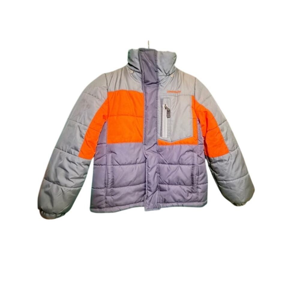 London Fog Big Gray & Orange BoysPuffer Jacket Size S/8 No Hood